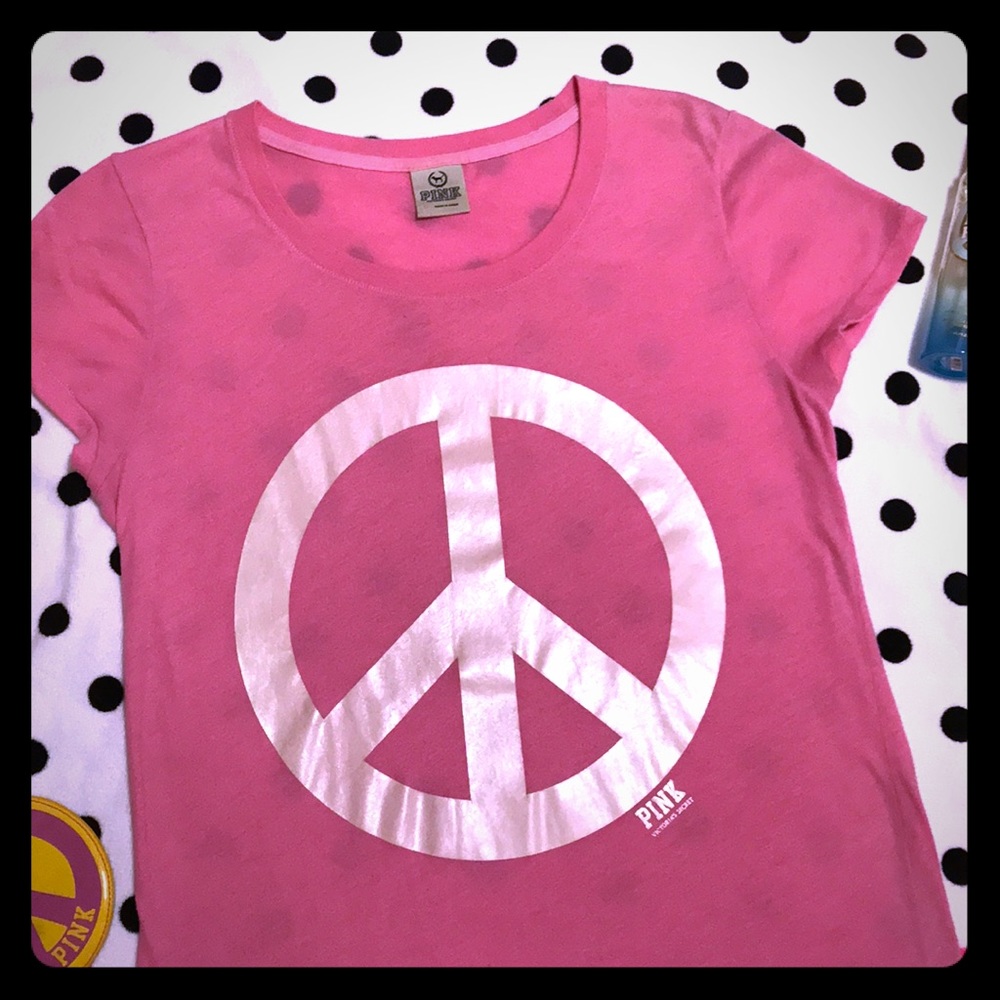 💕VS PINK 2009 ☮️ Peace Sign ☮️Tee 💕 - Picture 6 of 9